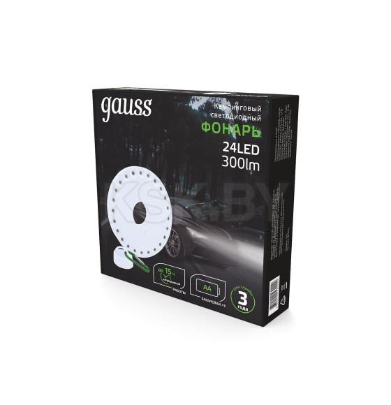 Фонарь кемпинговый Gauss модель GFL003 24LED 300lm  3xAA белый магнит и карабин LED  (GF003) 