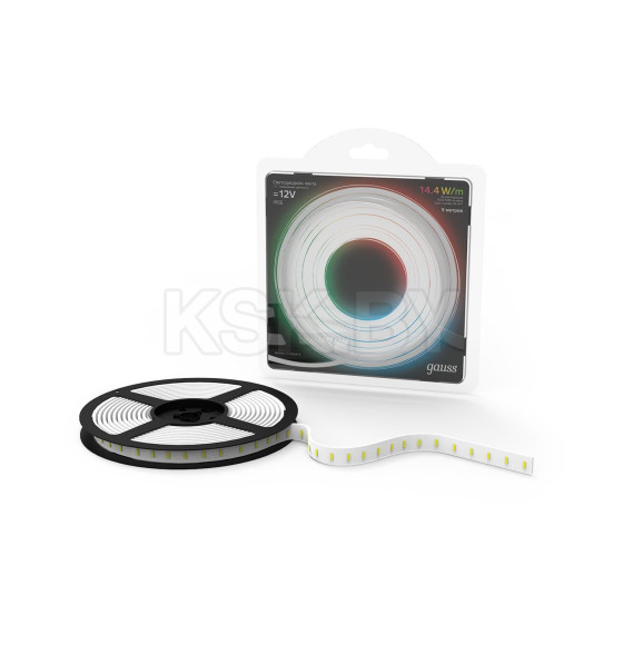 Лента Gauss LED 5050/60-SMD 14.4W 12V DC RGB IP66 (блистер 5м) (311000414) 