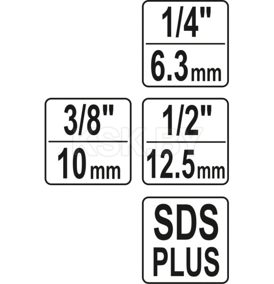 Набор адаптеров SDS-PLUS/тор. гол.-1/4,3/8,1/2 YATO (YT-04686) 