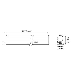 Светильник с кнопкой GAUSS LED TL линейный матовый 15W 6500K 1175х22х37,1340лм, 