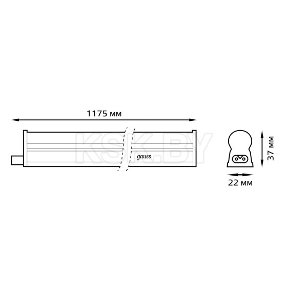 Светильник линейный матовый с кнопкой LED 15W 4000K 1320лм 1175х22х37 мм Gauss TL 130511215 (130511215) 