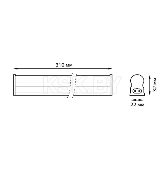 Светильник линейный матовый c кнопкой LED 5W 4000K 400лм 310х22х33 мм Gauss TL Elementary TL001 (TL001) 