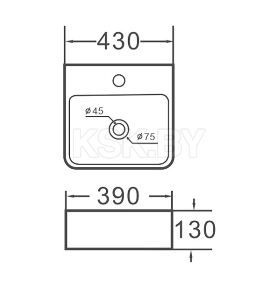 Раковина накладная Aquaceramika WAVE AC525D (AC525D) 