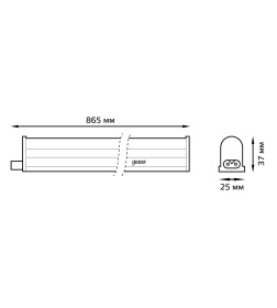 Светильник для растений LED 12W 350lm 175-265V IP20 865х25х37 мм (фиолетовый спектр) Gauss Fito 130411912