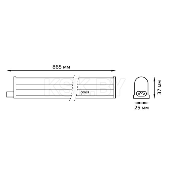 Светильник для растений LED 12W 350lm 175-265V IP20 865х25х37 мм (фиолетовый спектр) Gauss Fito 130411912 (130411912) 