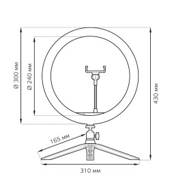 Кольцевая светодиодная лампа RL003 с комплектом креплений для установки телефона 30 см 15Вт ПУ Gauss