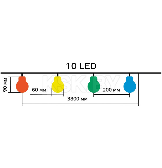 Гирлянда садовая на солнечной батарее 10 LED большие шары (мультицвет) Gauss Solar GS035 (GS035) 