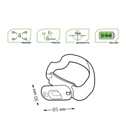 Фонарь налобный GFL408 3W 150lm Li-ion 300mAh LED Gauss