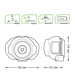 Фонарь налобный модель GFL303 4W 230lm 3xAAA LED Gauss