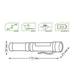 Фонарь ручной Gauss модель GFL109 4W 200lm 3xAAA LED 