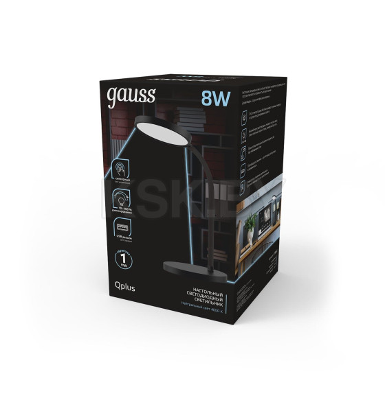 Светильник настольный GTL503 8W 500lm 4000K 170-265V диммируемый USB LED (черный) Gauss Qplus GT5032 (GT5032) 