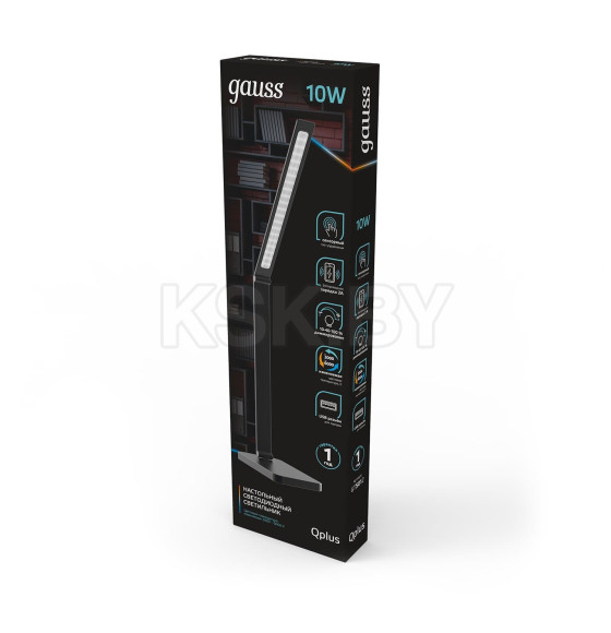 Светильник настольный GTL501 10W 600lm 3000-6000K 170-265V диммируемый Qi USB LED (черный) Gauss Qplus GT5012 (GT5012) 