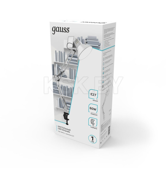 Светильник настольный GTL001 60W 220-240V E27 на струбцине (белый) Gauss GT0011 (GT0011) 