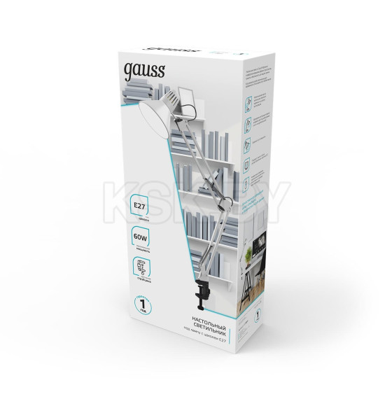Светильник настольный GTL001 60W 220-240V E27 на струбцине (белый) Gauss GT0011 (GT0011) 
