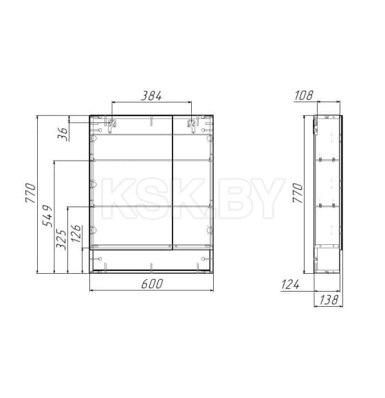 Шкаф зеркальный  Домино LOKO 60 DLK1407HZ (DLK1407HZ) 