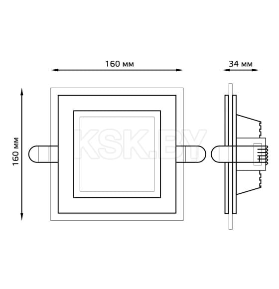Светильник встраиваемый LED 12W 900lm 3000K 185-265V IP20 160х160х30 мм квадрат (с декоративным стеклом) Gauss Glass 948111112 (948111112) 