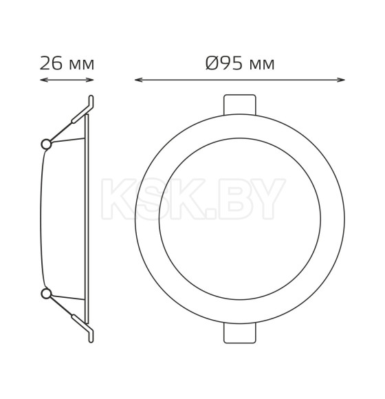 Светильник встраиваемый LED 5W 300lm 4000K 210-240V IP20 95х26 мм круг (белый) Gauss Basic Downlight 9029420205 (9029420205) 