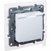 Розетка 1-я с з/к с крышкой IP44 белый Etika