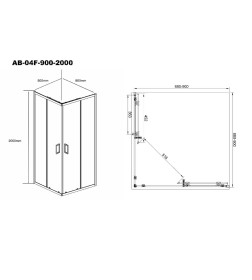 Душевое ограждение AQUABATH ATLAS квадратное 900x900x2000мм, профиль хром