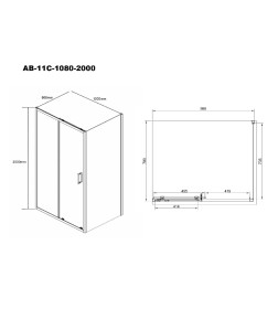 Душевое ограждение AQUABATH ATLAS прямоугольное 1000x800x2000мм, профиль хром