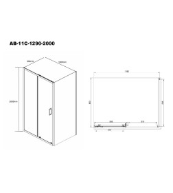 Душевое ограждение AQUABATH ATLAS прямоугольное 1200x900x2000мм, профиль хром