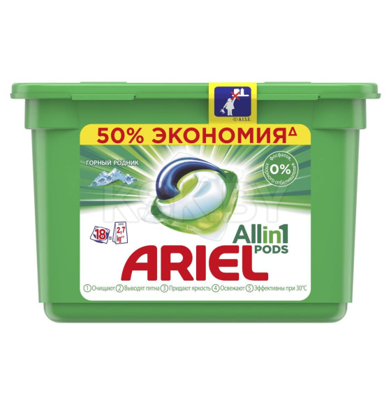 Капсулы для стирки Ariel Автомат Горный родник, 18х25.2г (3424) 