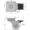 Колесо мебельное SHIFT 50 с тормозом KM-BH50ММ-00,прозрачное (11086) 