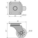 Колесо мебельное SHIFT 50 с площадкой KM-B050ММ-00,прозрачное (16338) 