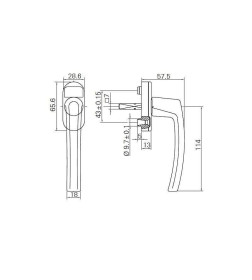 Ручка для окон из ПВХ Roto Line (Штифт=35 мм, 90°, бронза R05.3)