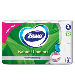 Бумага туалетная  неароматизированная Zewa Natural Comfor (3 слоя) 1х6 рул.