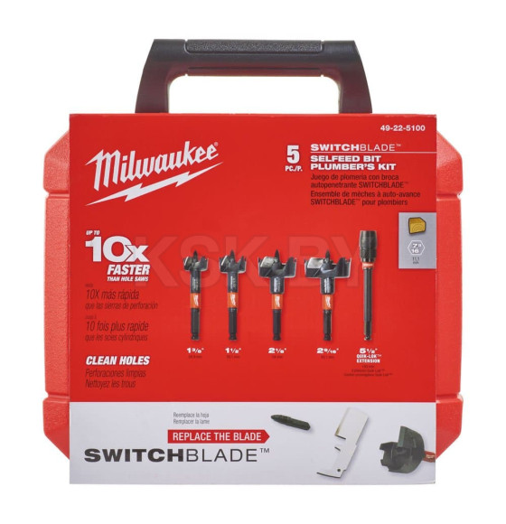Набор самоврезающихся насадок (сверл) по дереву Milwaukee 35-65 мм (5 шт.) (49225100)