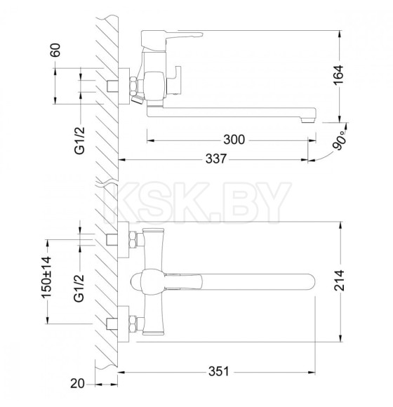 Смеситель для ванны Lemark  Эвита LM0551C (LM0551C) 