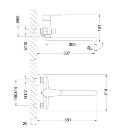 Смеситель для ванны Lemark Point  LM0351C 