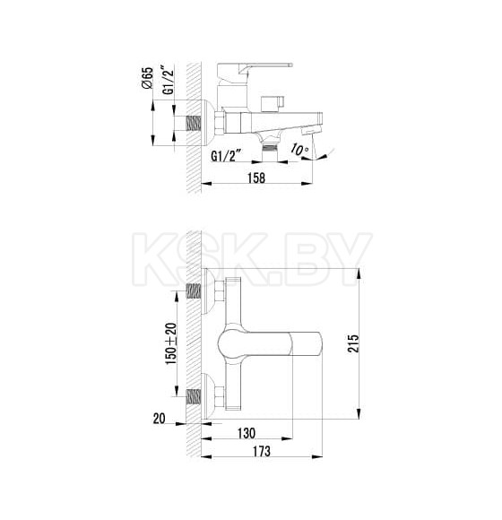 Смеситель для ванны Lemark LM1512C (LM1512C) 