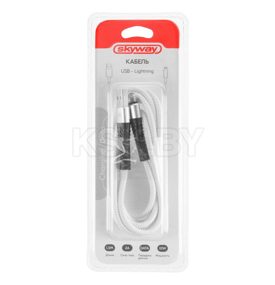 Кабель USB - Lightning 10W 2A в мягкой оплетке 1,5 м (белый) SKYWAY S09601008 (S09601008) 