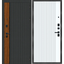 Дверь входная "МеталЮр М14" Орех каньон коньяк/Velluto Bianco (правая)  860х2050 мм