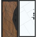 Дверь входная "МеталЮр М105" Орех коньяк,черная патина/Velluto Bianco (левая)  860х2050 мм