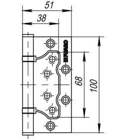 Петля универсальная без врезки Fuaro IN4500W SN (2BB 100*2.5) матовый никель (упаковка 2шт.)