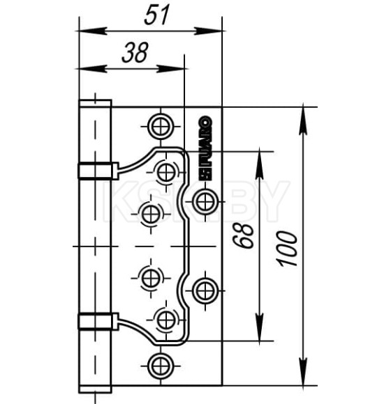 Петля универсальная без врезки Fuaro IN4500W SN (2BB 100*2.5) матовый никель (упаковка 2шт.) (32333) 