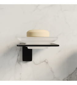 Мыльница настенная, стеклянная,цвет черный.IDDIS Slide арт.SLIBSG0i42