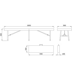 Скамья складная 183*30*43, белая