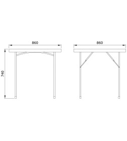 Стол складной 86х86х74, белый