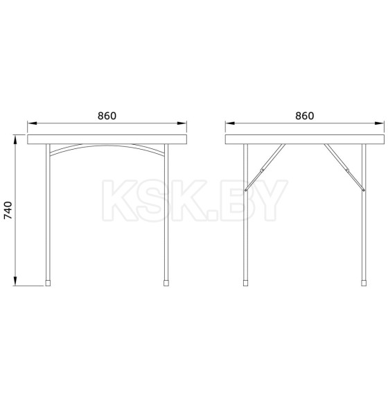 Стол складной 86х86х74, белый (65908) 