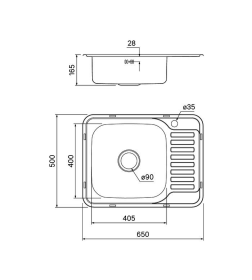 Мойка нержавеющая сталь Iddis, 650*500, Basic, BAS65SLi77