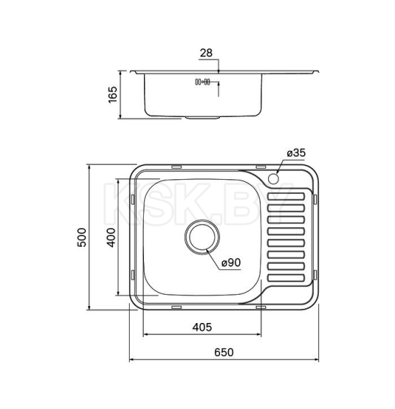 Мойка нержавеющая сталь Iddis, 650*500, Basic, BAS65SLi77 (BAS65SLi77) 