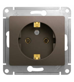Розетка с заземлением, механизм, шоколад, Schneider Electric Glossa