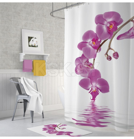 Штора для ванной без колец Tropikhome 180х200 ORCHID