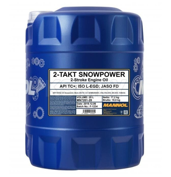 Моторное масло Mannol 2-Takt Snowpower TC+, 20л. (MN7201-20) 