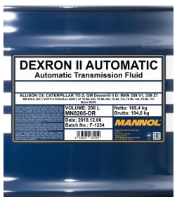 Трансмиссионное масло Mannol ATF Dexron II D, 208л.