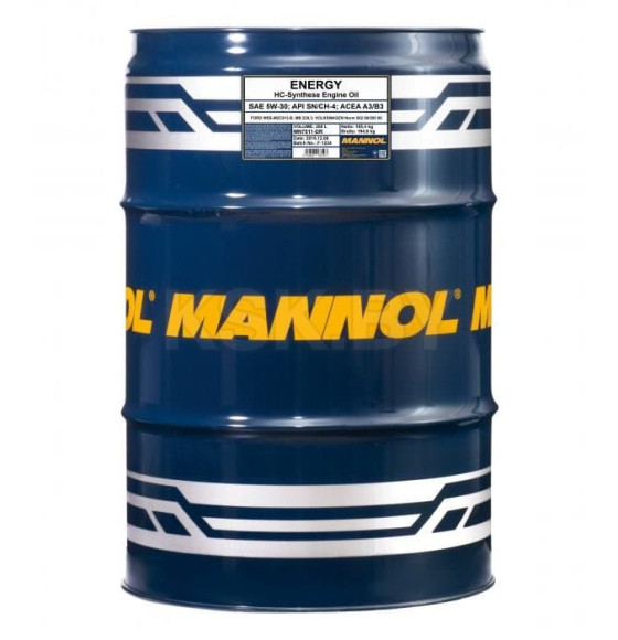 Моторное масло Mannol Energy 5W-30 SN/CH-4 A3/B3,  208л. (MN7511-DR) 